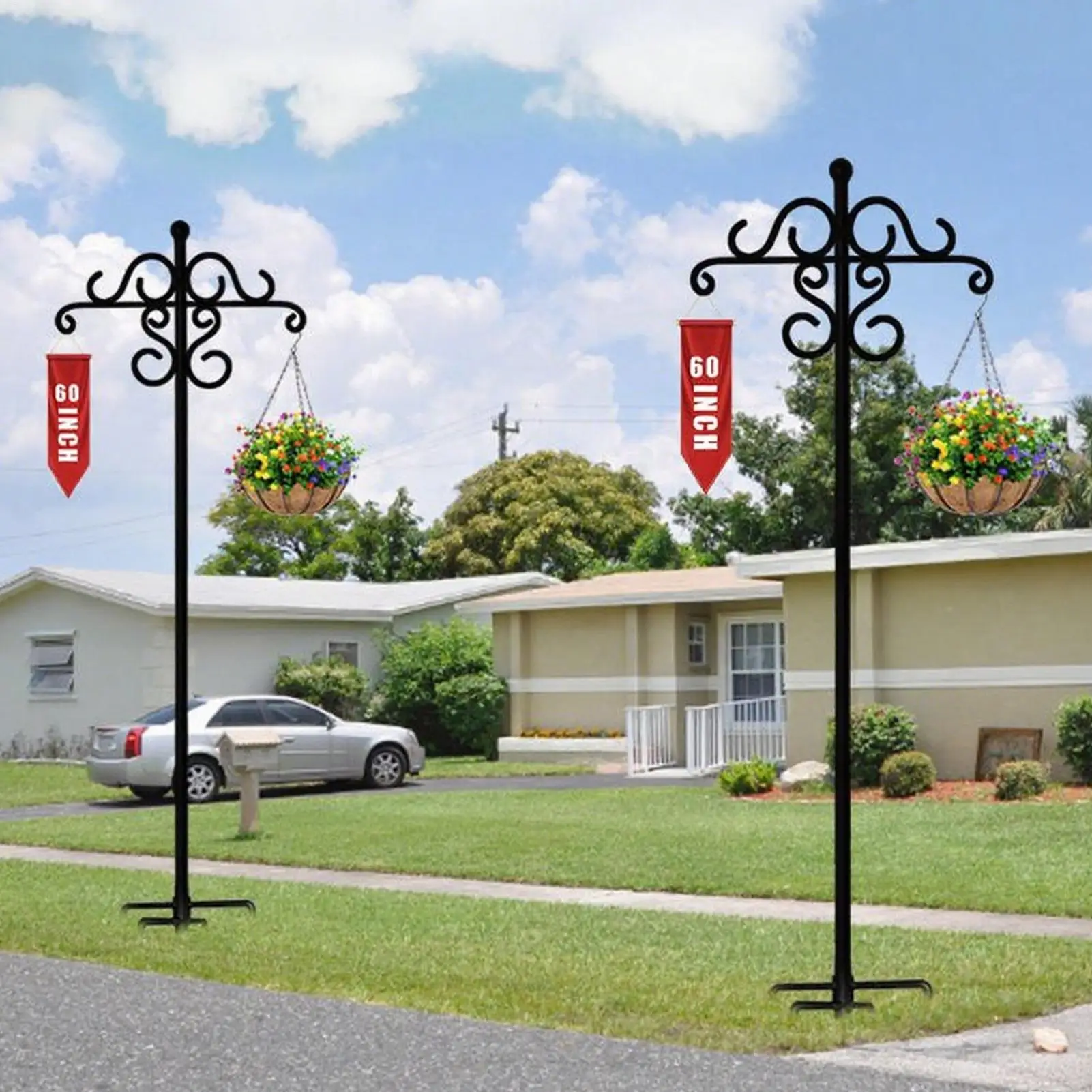 

Bird Feeder Post Planter Hanger Stand Outdoor Adjustable Backyard Wildlife Watching Hanger Station For Courtyard Garden Yard