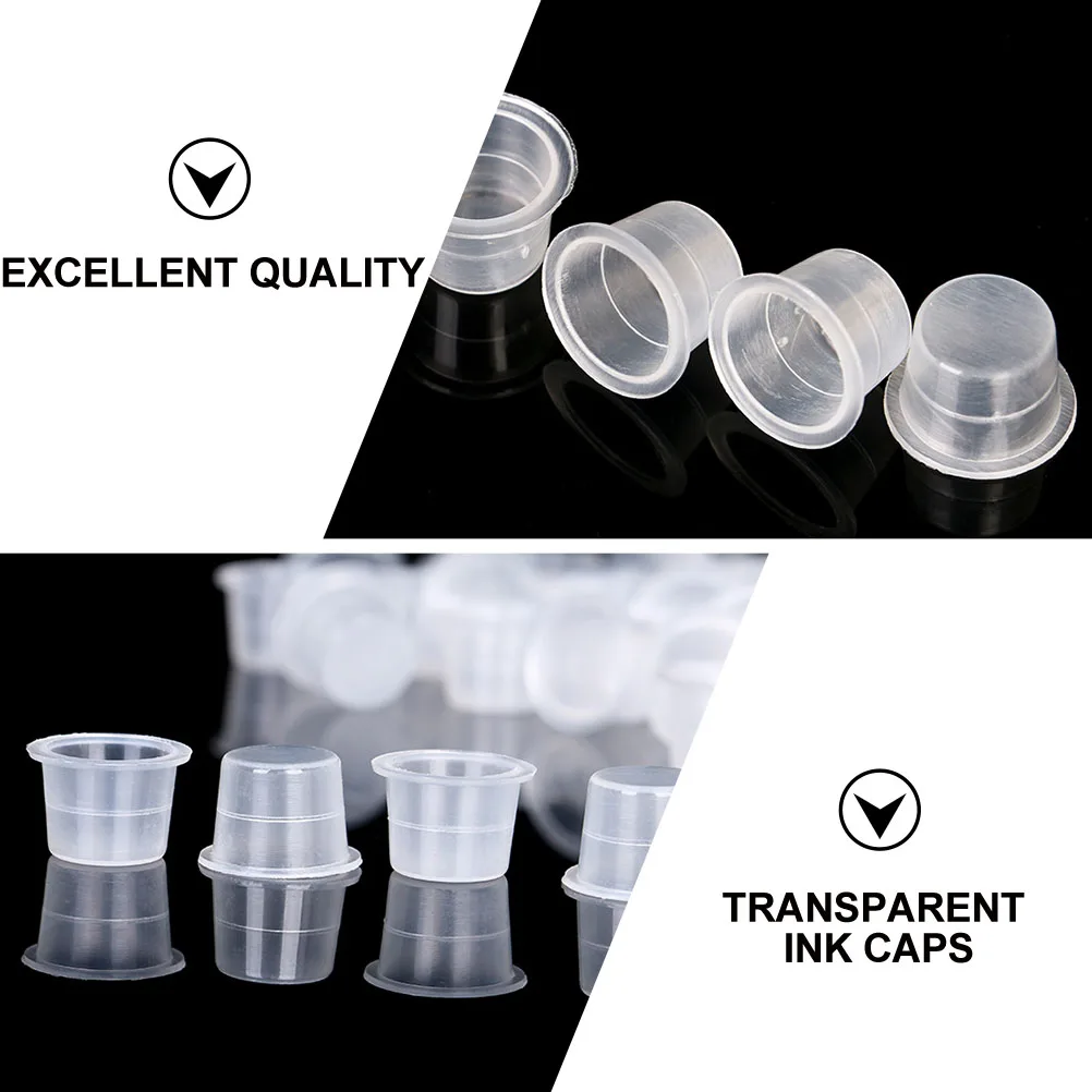 

1000 шт., прозрачные одноразовые чашки с чернилами, 8 мм, чашки с пигментом для татуировки, контейнер для чернил для косметических принадлежностей, колпачки для контейнеров для макияжа