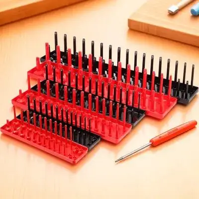6pcs Organizer Tray Set 1/4-Inch 3/8-Inch 1/2-Inch Tool Storage Holder Durable Socket Rack For Organized Workshop Workspace