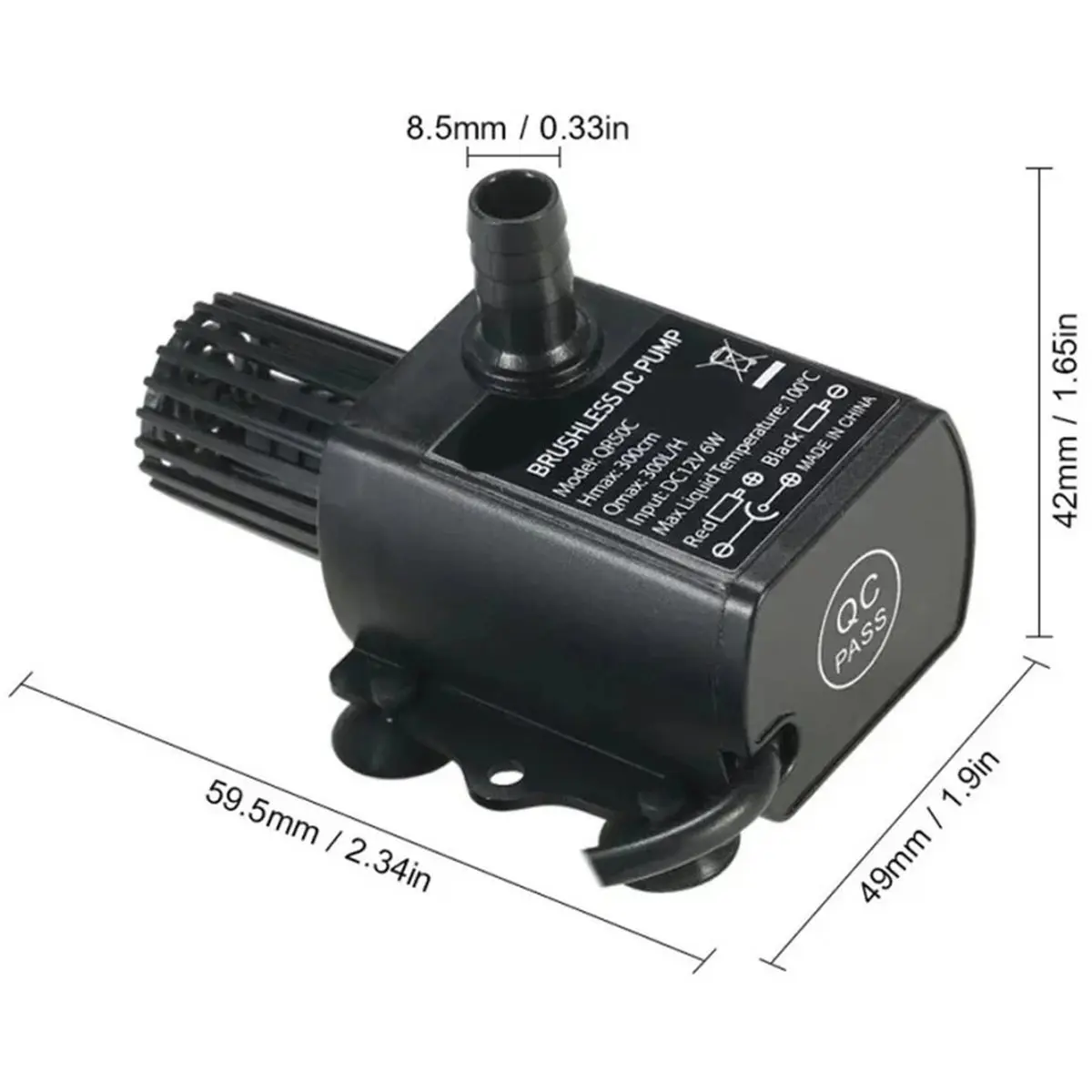 12V DC Brushless Water Pump, QR50C Silent Cooling Water Circulation Fountain Pump, Suitable for Aquariums, Aquascapes