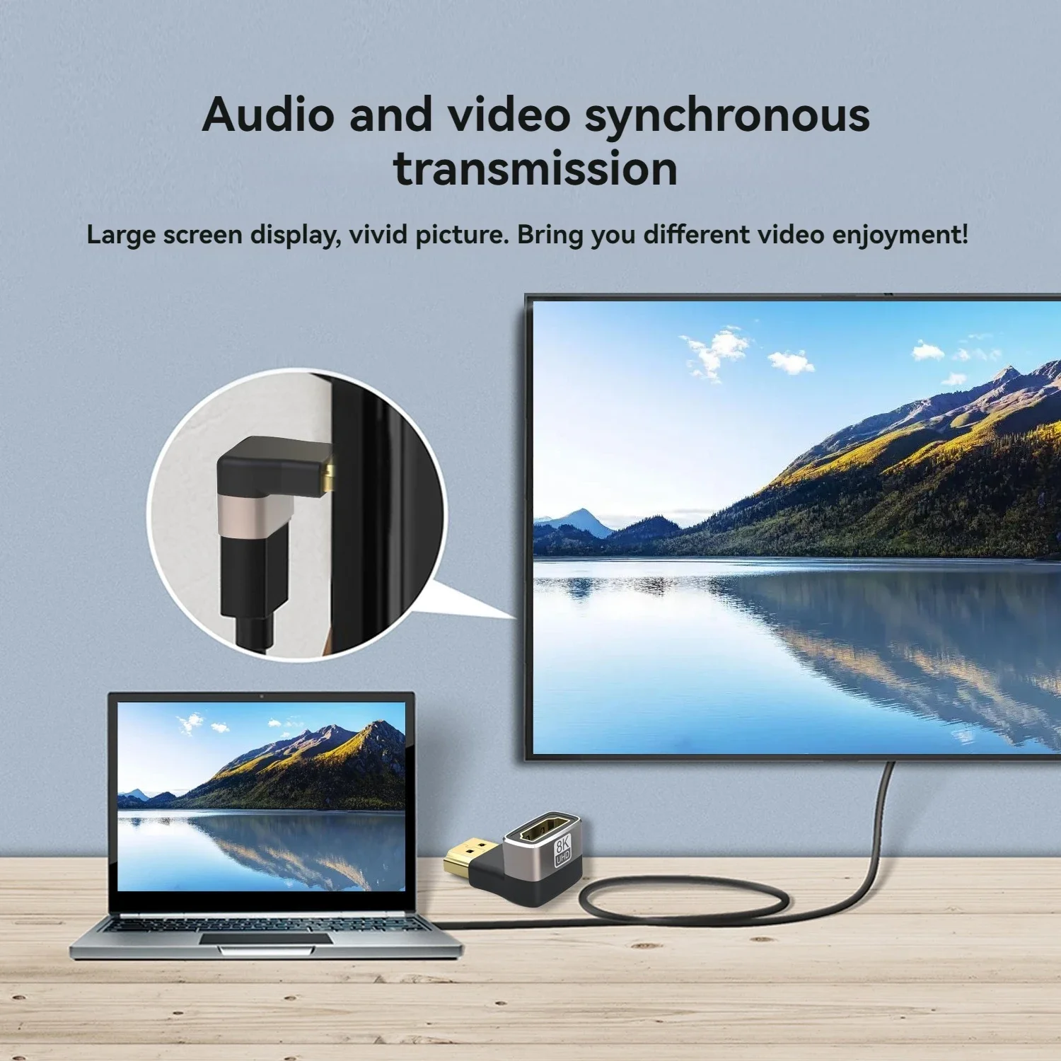 8K HDMI-Compatible Side Bend 90 Degree Adapter 90 Degree Right Angle 270 Degree Adapter HDMI Male To Female Expansion Connector image 5