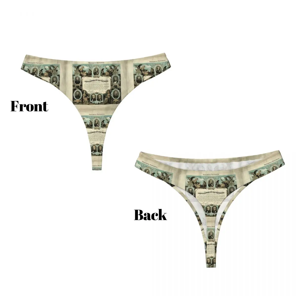 Custom Emancipation Proclamation By E. Knobel (1865) G-string Panties Breathable Women Stretch Thongs Comfort Underwear
