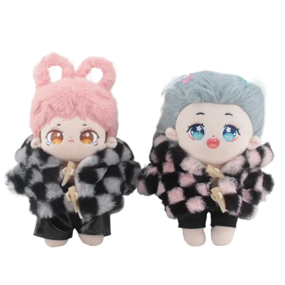 20cm Doll Clothes Mini Horn Buckle Animal Plush Coat Fashion Cow Rabbit Bear Tiger Fox Replaceable Winter Hairy Outfits Toys