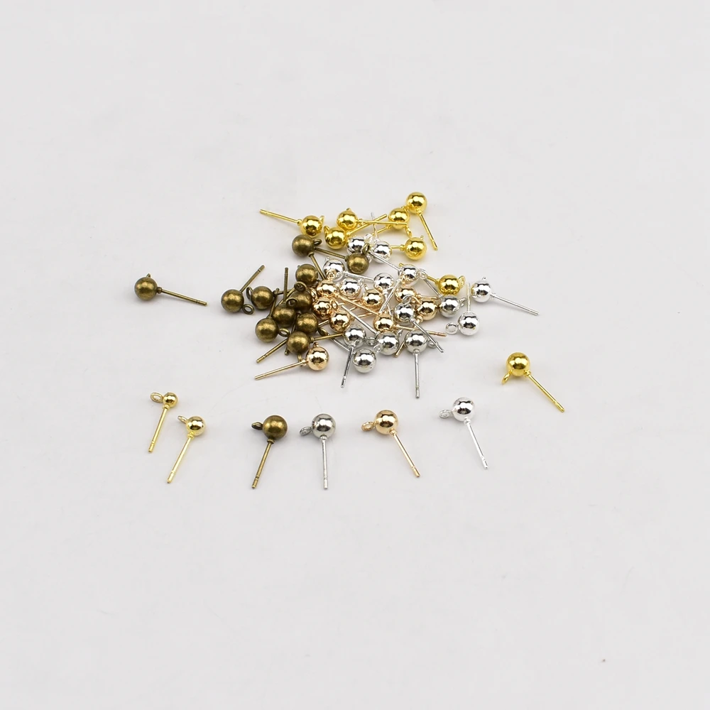 50Pcs/Lot 3 4 5 mm Ball Bead Head Pins Stud Earrings Needles Accessories Earrings Basic Pins For Jewelry Making Supplies