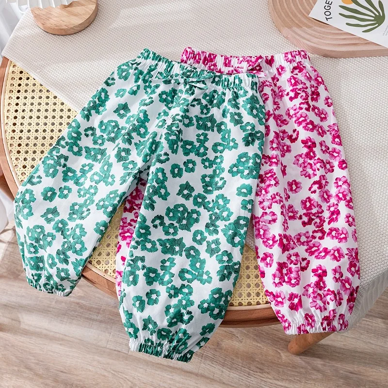 

2024 Summer kids mosquito-proof pants Sweatpants Boys and girls pants Casual summer wear thin loose lantern long pants ages 1-6