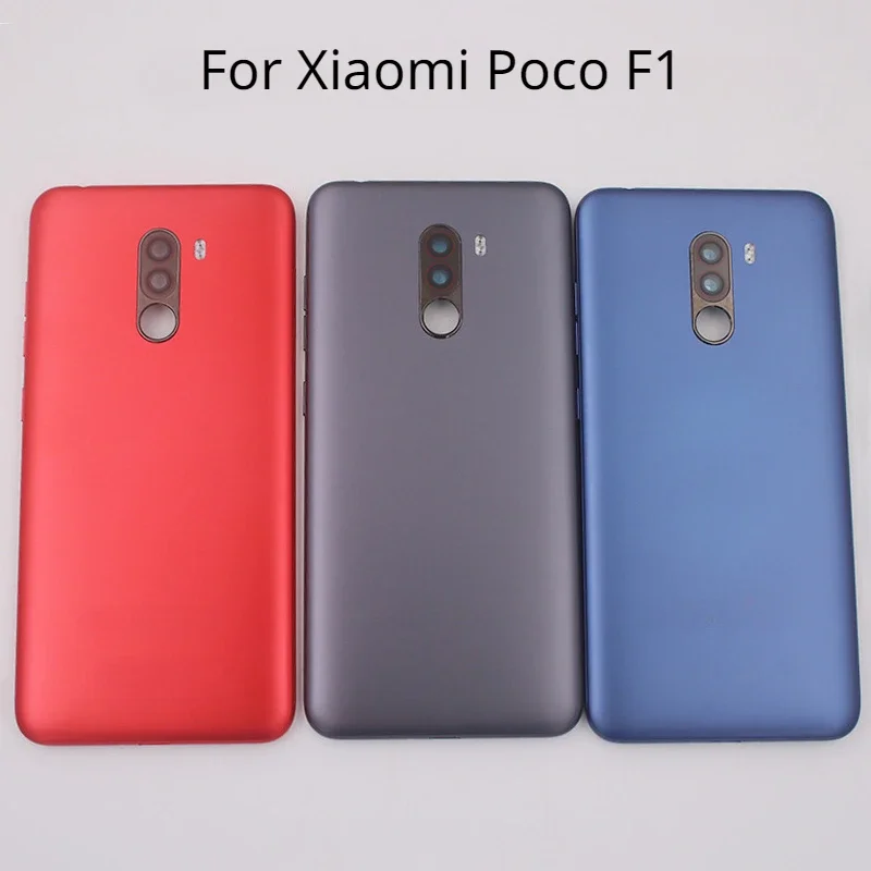 Back Cover For Xiaomi POCOPHONE F1 Battery Cover Rear Door Housing Case with Camera lens+Volume Power Buttons