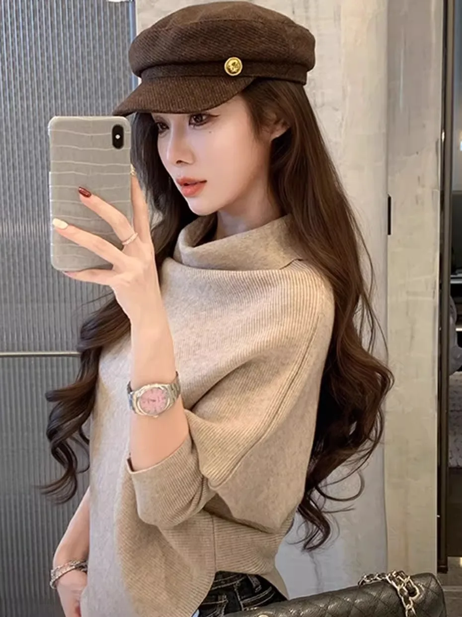 

Atmospheric High Neck Knitwear Coat Women's Loose Slimming Outerwear Autumn Winter New Style Beautifully Designed Comfortable...
