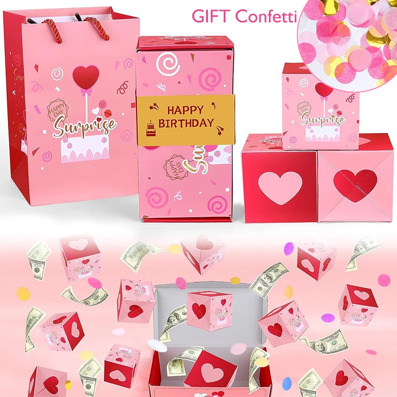 Surprise Gift Box Explosion Box Birthday Christmas for Card Money Exploding Surprise Bounce Box Valentine Day Woman Friends Gift