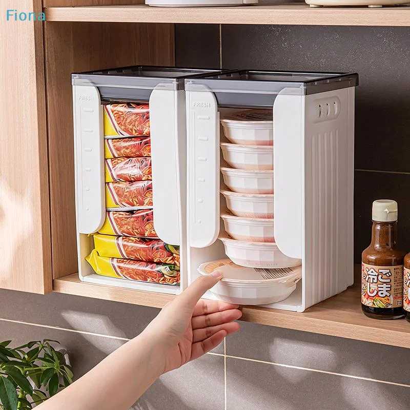 ☭ Caja de Almacenamiento de Fideos Instantáneos de Gran Capacidad, Caja de Almacenamiento de Ramen Coreano Plegable de Plástico, Rectangular, Ahorra Espacio