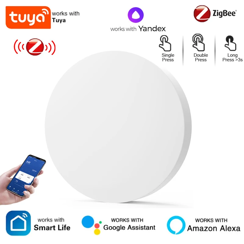 

Tuya Zigbee Smart Push Button Wireless Switch Include Battery Remote Control Scene Switch Work With Alexa Google Home Alice