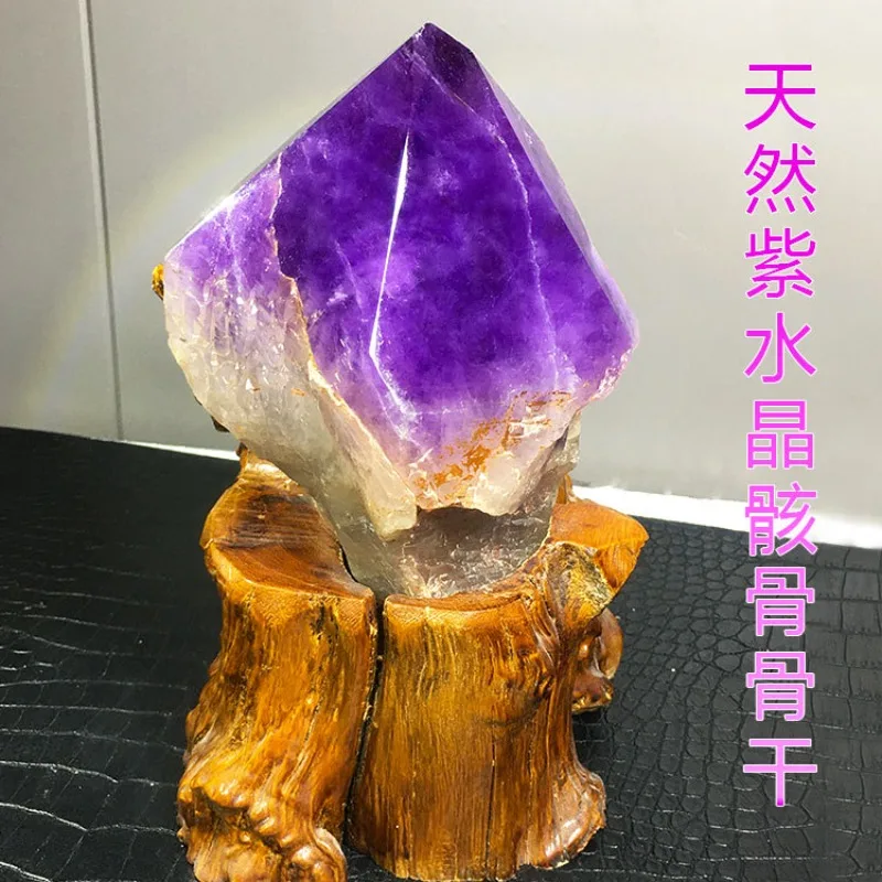 Natural amethyst amethyst rough amethyst single-pointed rough ore skin column specimen ornament