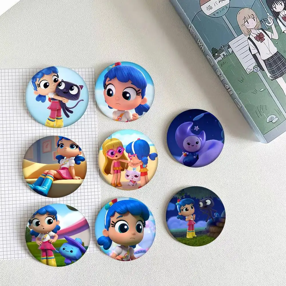 Beliebte Anstecknadeln im True Rainbow Kingdom Cartoon-Stil zur Rucksackdekoration, runde Emaille-Pins für Accessoires