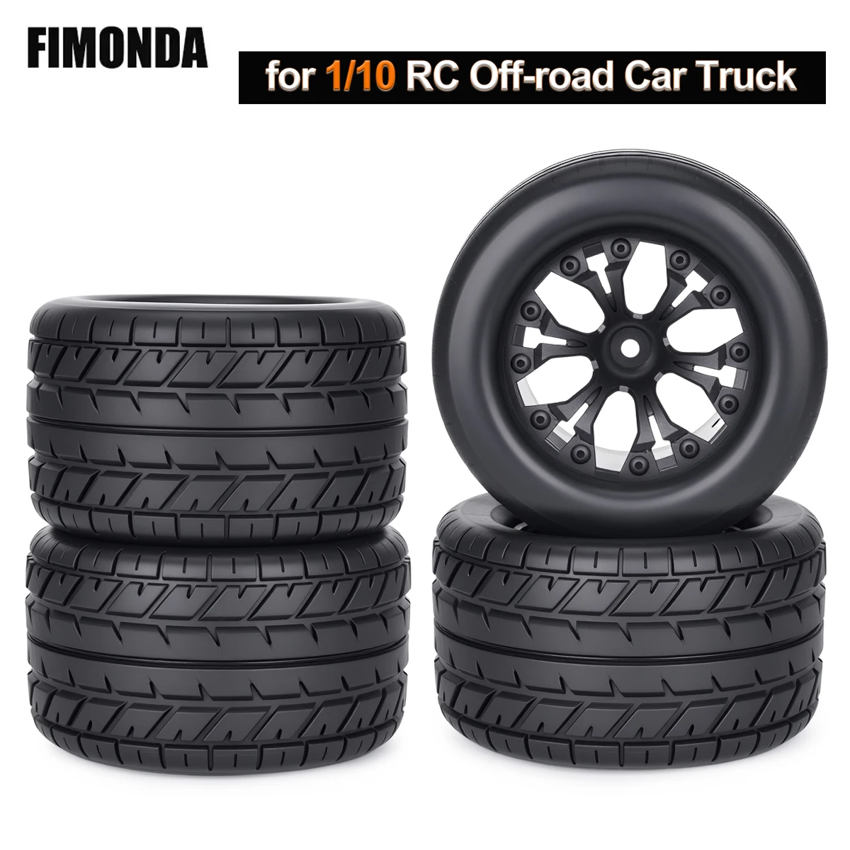4PCS 1/10 RC Monster Truck Tire & Wheel 12mm Hex Hubs with Foam Inserts for Traxxas Tamiya HPI HSP Redcat Upgrade Parts