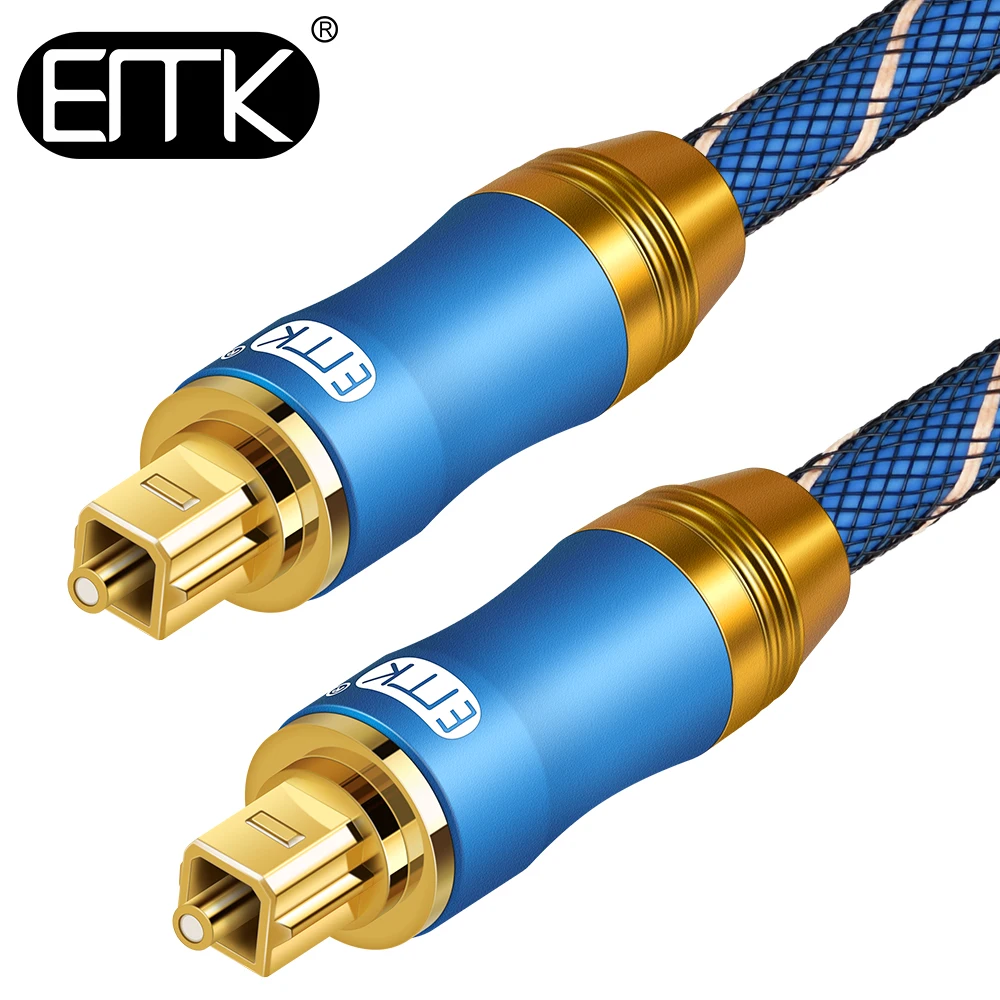 

Optical Audio Cable, EMK Fiber Optic Cable Digital Fiber Optic Cord Nylon Braid Toslink Cable for Soundbar, TV, Speaker, PS4