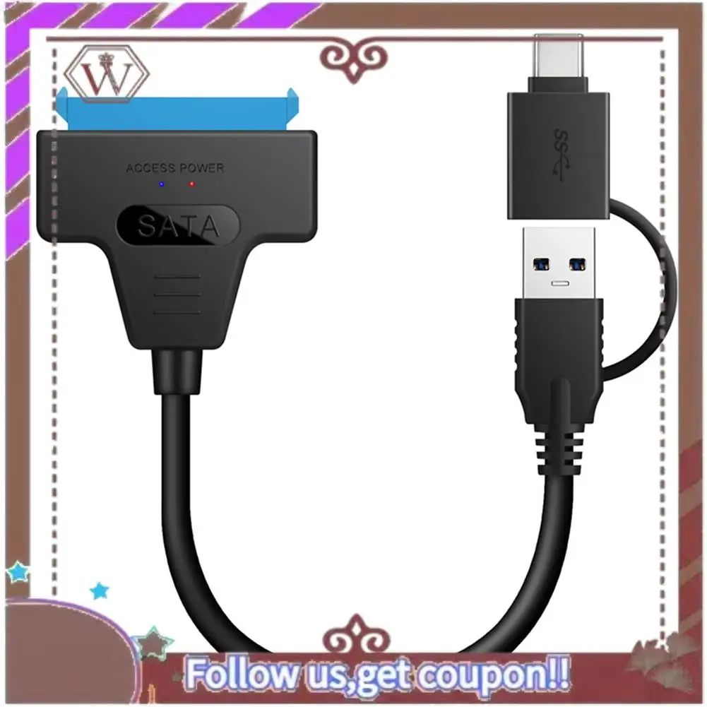 Latest 2 In 1 SATA To USB 3.0 Cable SATA To Type C External Hard Drive 22Pin Converter Adapter For 2.5 Inch HDD/SSD