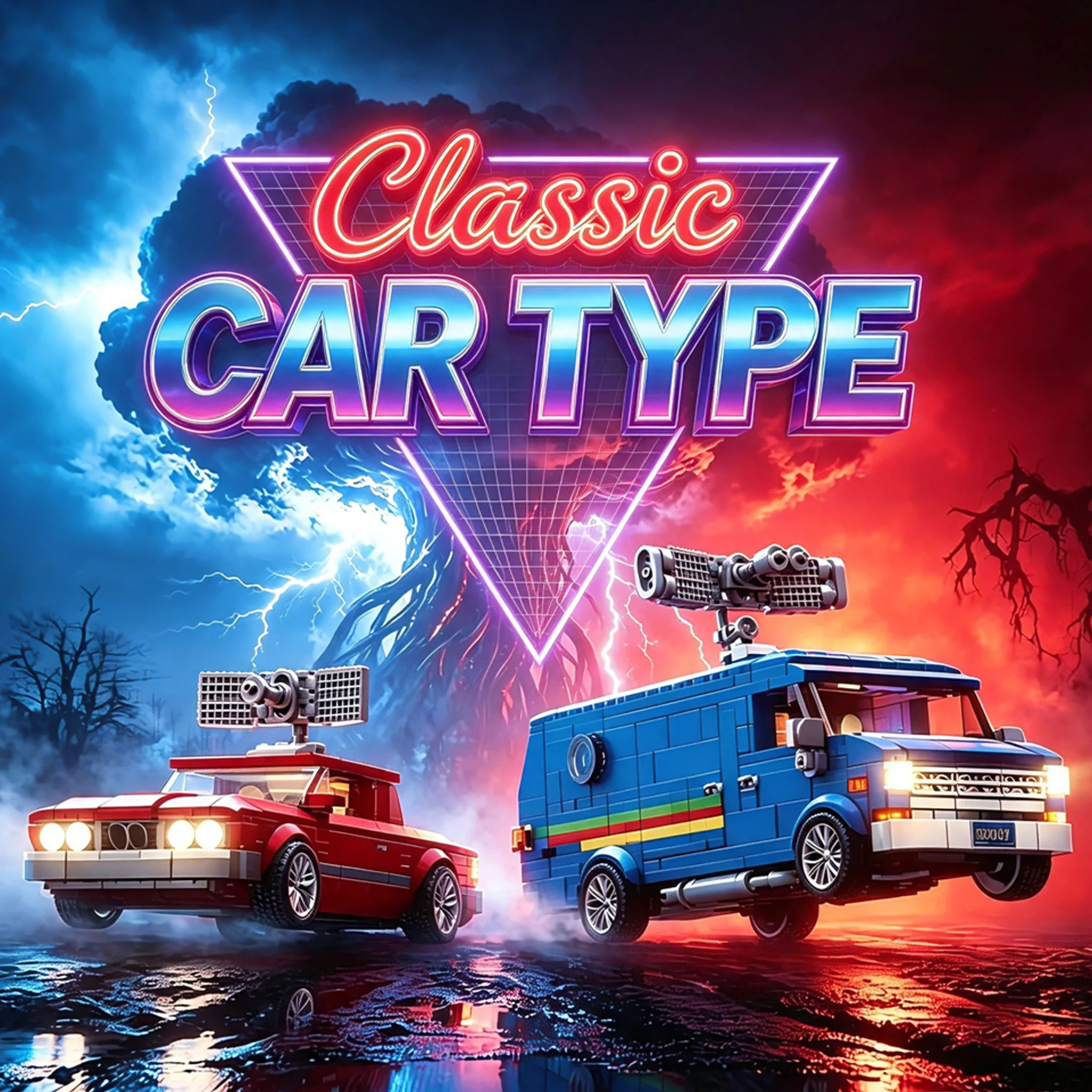 Home Decor Mystery Town Retro Strangers Car Sci-Fi Vehicle Van Sets Upside Down Technical Building Blocks Toy Bricks Model Gifts