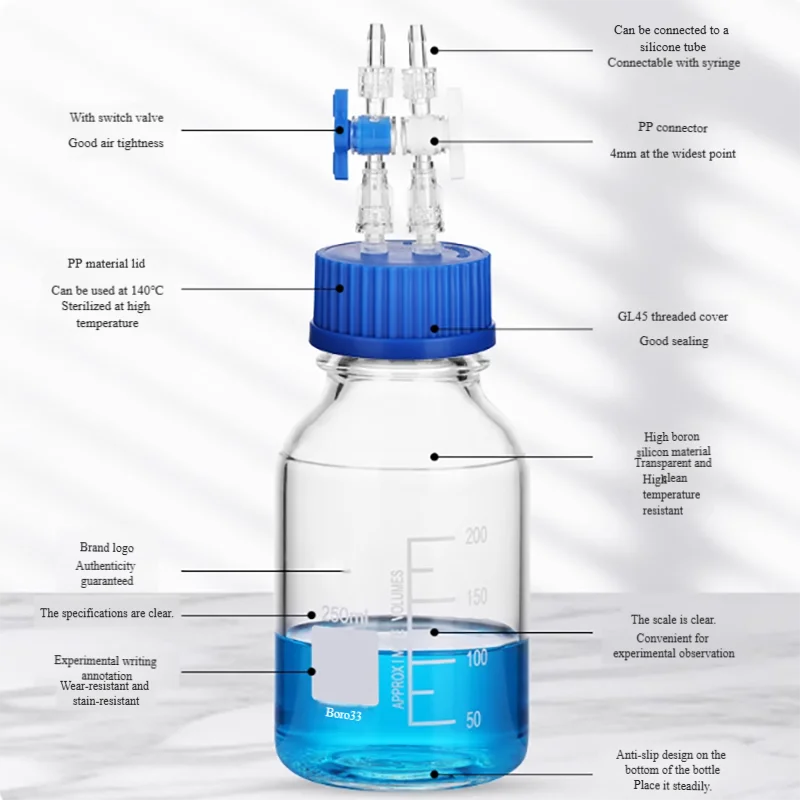 

Negative pressure buffer bottle waste liquid sampling bottle with switch valve feed vacuum bottle replenishment bottle