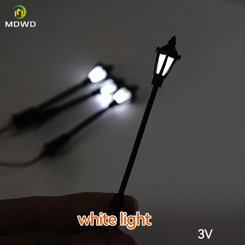 5 pçs layout poste de luz modelo lâmpada trem ferroviário cenário mesa jogo guerra diy modelo lâmpada 3v luzes em miniatura