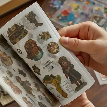 20 yaprak çıkartma kitabı, önemsiz dergisi dekoratif arka plan malzemeleri için Retro günlüğü malzeme DIY dekorasyon çıkartması sanat albümü