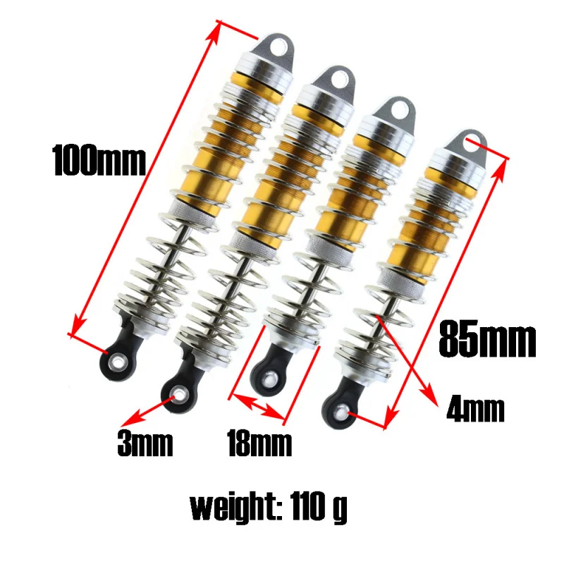 4PCS Metal Shock Absorbers for 1/10 TRAXXAS Slash Stampede 4x4 Bandit Rustler 2wd 4x4 RC Car Upgrade Parts