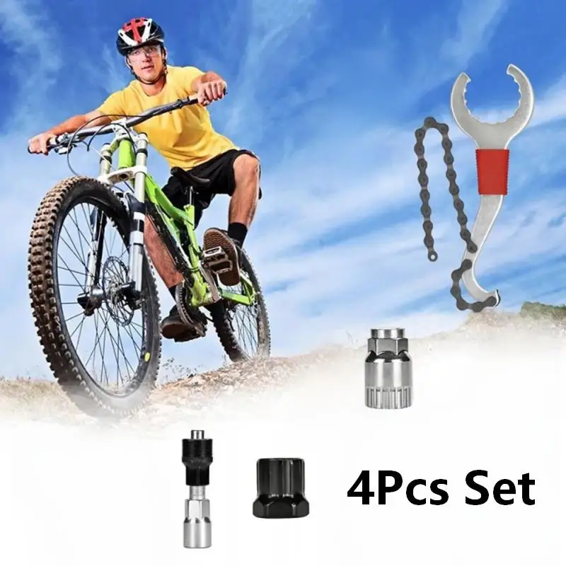 1 ensemble d'outils de mécanique pour vélo, pour le démontage du boîtier de pédalier et du roue libre, brise-chaîne, extracteur de manivelle - Kit de réparation de vélo de qualité professionnelle