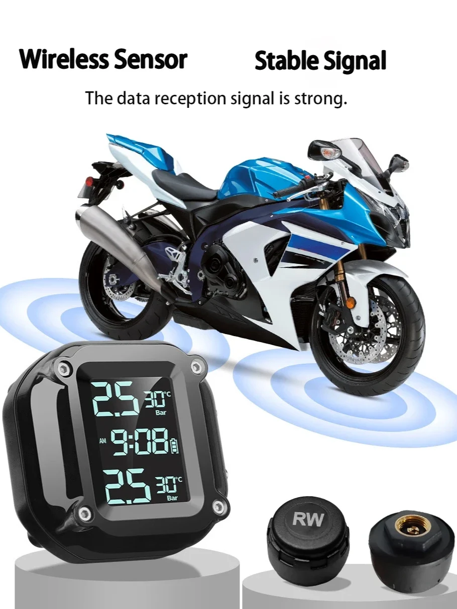 M5 Moto TPMS combinaison Moto moniteur de pression des pneus affichage numérique externe Moto sans fil détecteur de pression des pneus