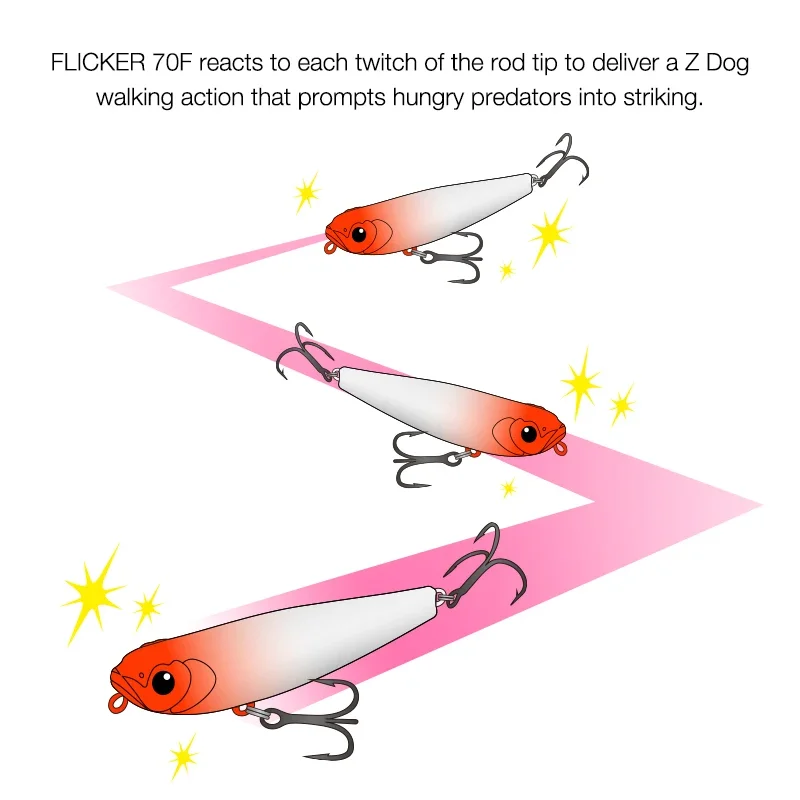 TSURINOYA FLICKER 70F Приманка для поверхностной рыбалки Z Плавающий карандаш для собак 70 мм 8,4 г Благодарные искусственные твердые приманки Форель Окунь Щука Вилка
