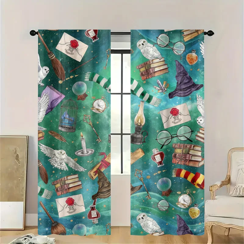 Celestial Magic Books Academia Witchy Owl Curtain Panel Bohemian Cottagecore Window Treatment Loft Study Room Whimsical Decor