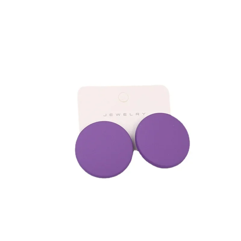 New 20-color Round Spray Paint Earrings Earrings Simple Fashion Acrylic Personality Candy Color Earrings for Women
