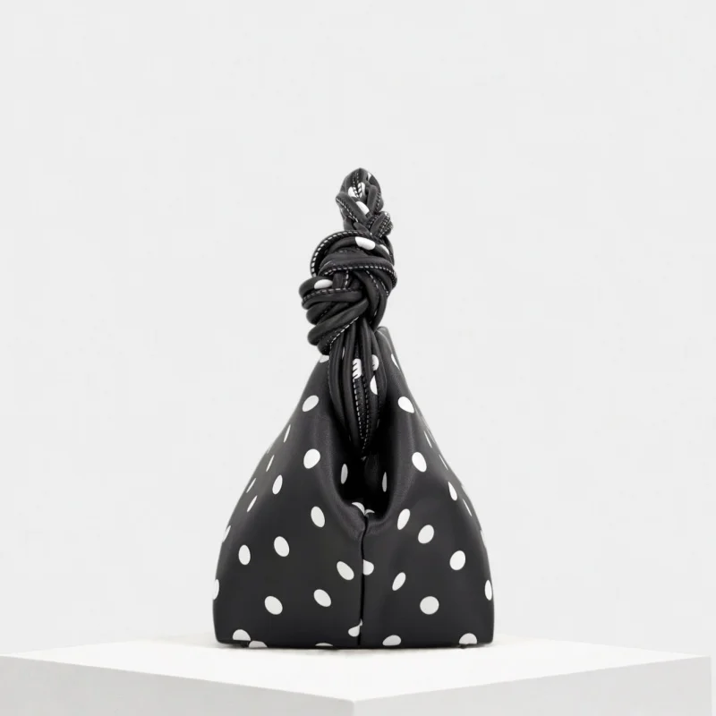 2026 New Arrivals Retro Round Polka Dot Pattern Hexagonal Small HandBag Fashion Woven Handle Women's Small Commuting Bag