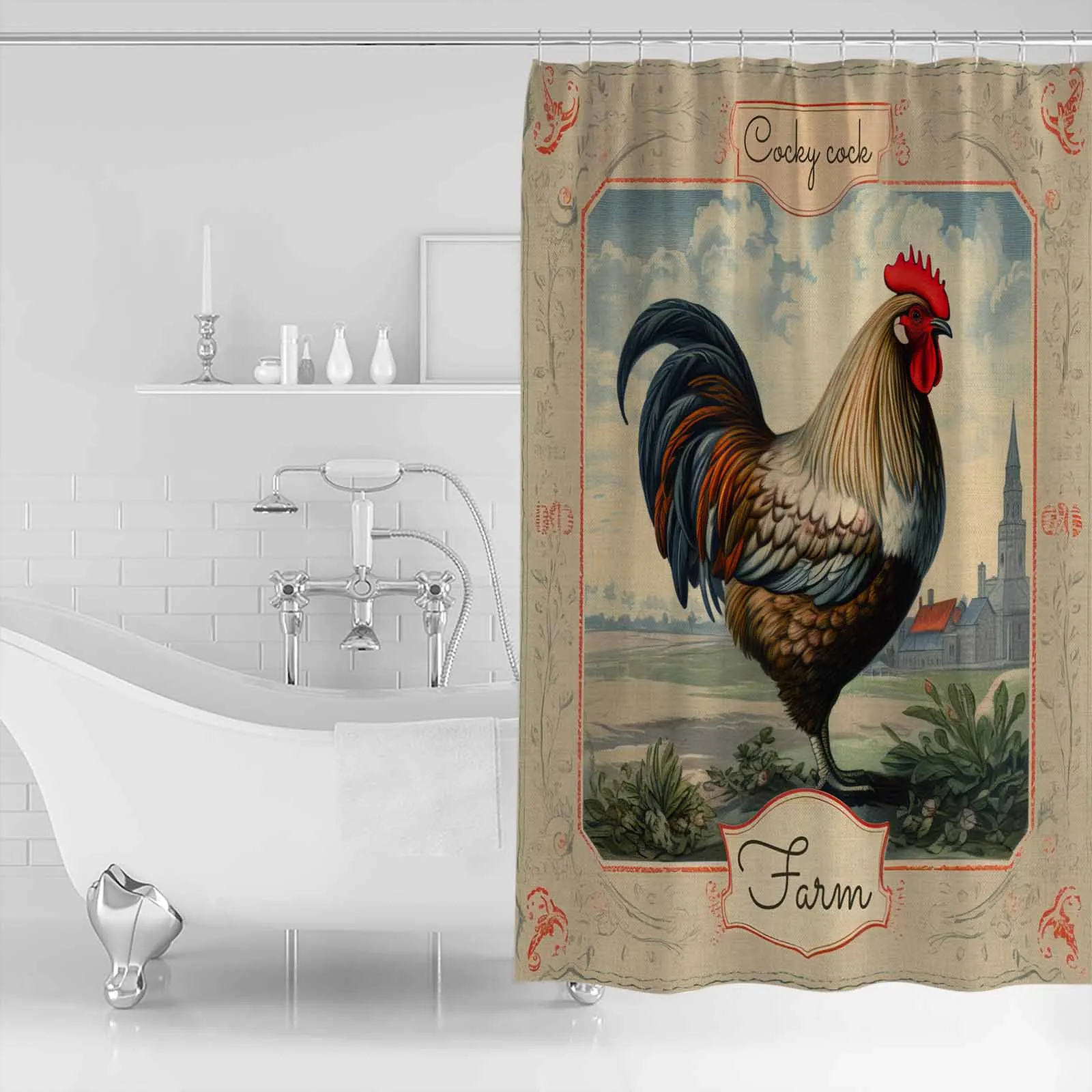 Animal Rooster Farm Shower Curtains Waterproof Bath Curtains Home Decor Modern Luxury Bathroom Curtain