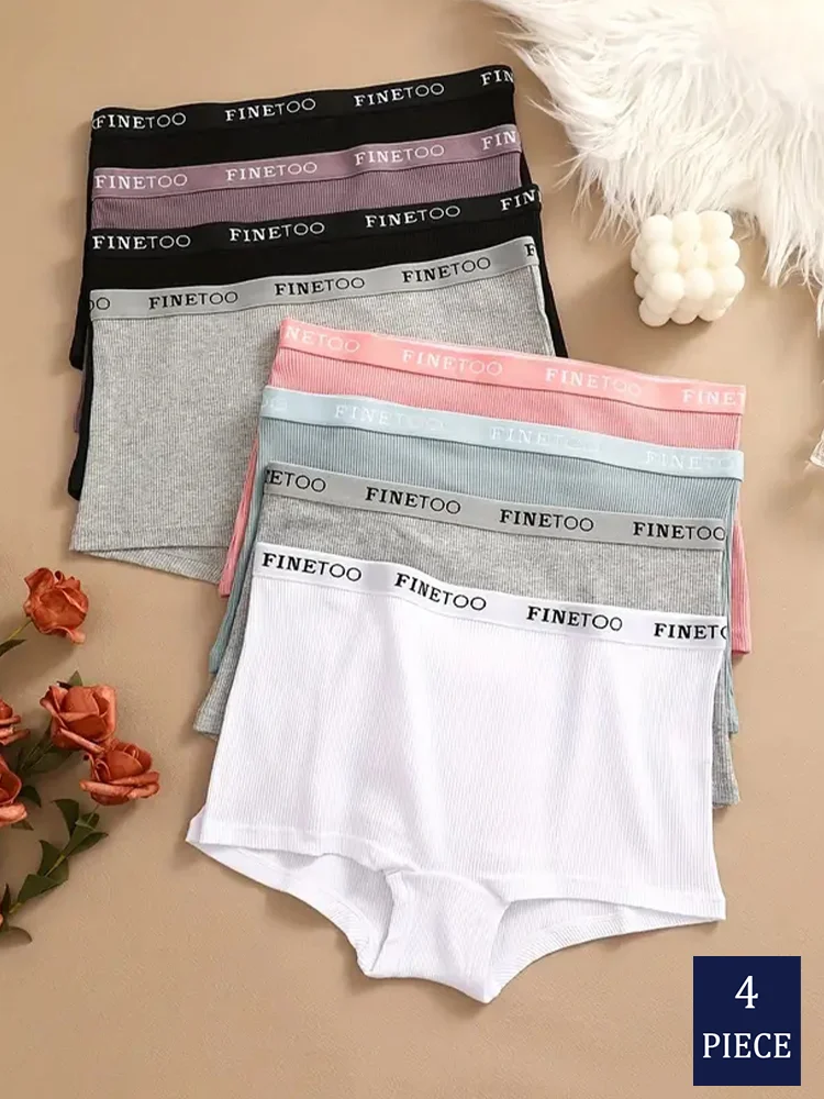 4 pezzi boxer in cotone da donna senza cuciture intimo pantaloncini in seta di ghiaccio tinta unita pantaloncini morbidi da donna boxer in cotone taglie forti M/L/XL