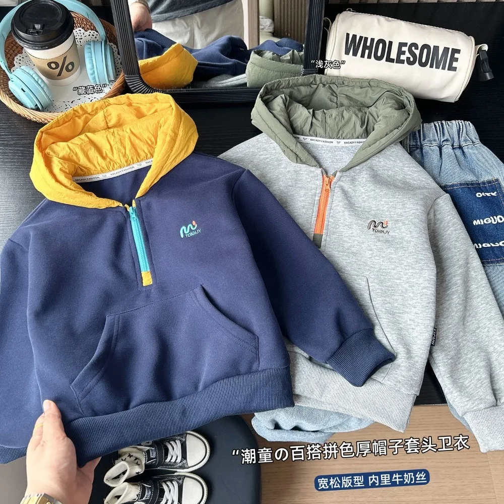2026 Spring Autumn New Boys Hooded Pullover Sweatshirt, Kids Long Sleeve Hoodie Wholesale Supply for 100-150cm