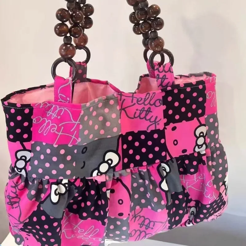 

Kawaii Hello Kitty Shoulder Bag Anime Women Accessories Handheld Large Capacity Strolling Underarm Shopping Girl Gift Wholesale