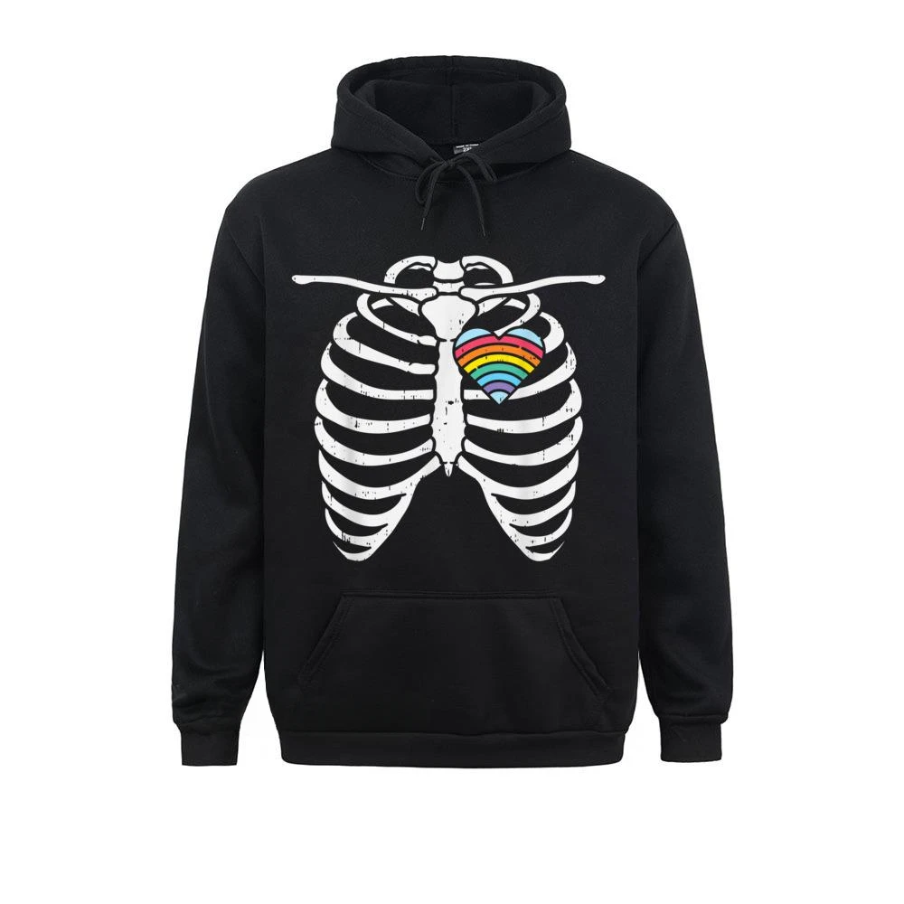 LGBT Gay Heart Skeleton Ribs X-Ray Rainbow Halloween Costume New Hoodie Birthday Streetwear for Women‘s Hoodies Clothes Latest