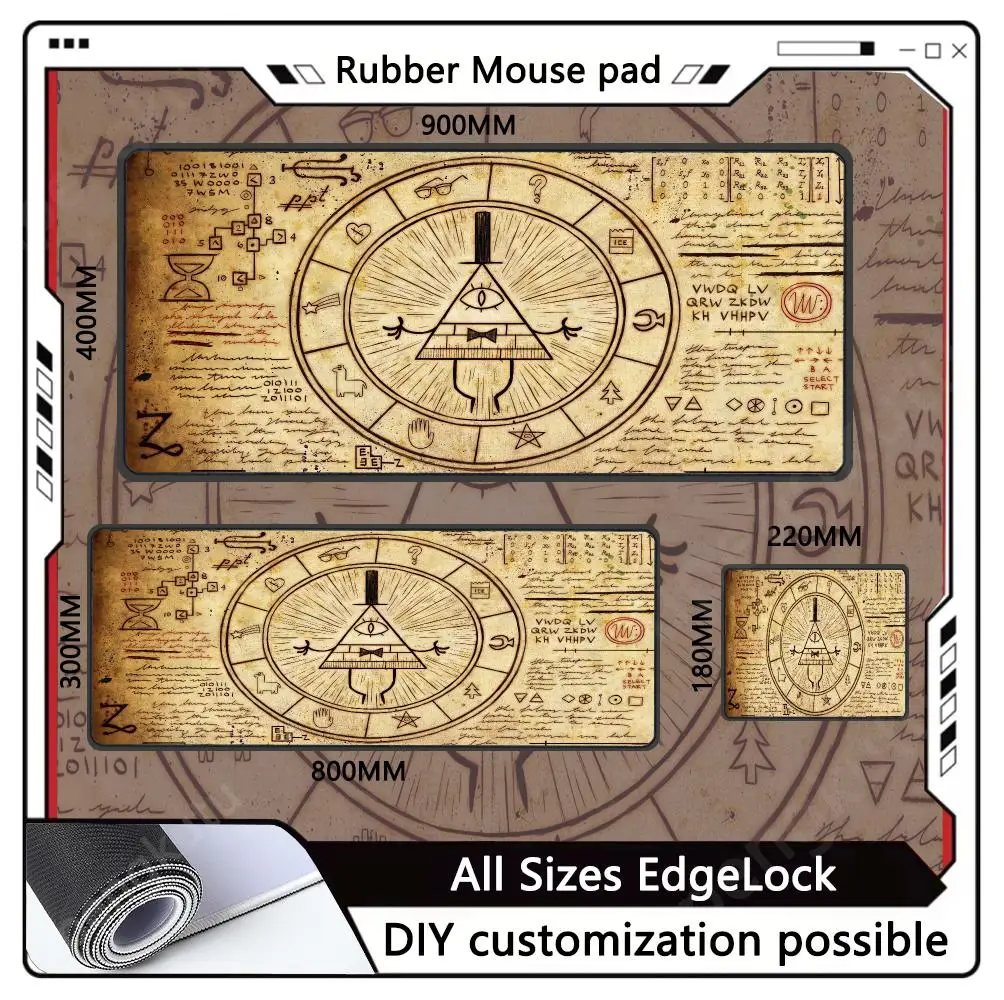 G_Gravityes Falls Mouse Pad Non-Slip Gamer keyboard Rubber Esports Fashion Mice Pad Edge locking Cartoon Large Game Pad Mousemat