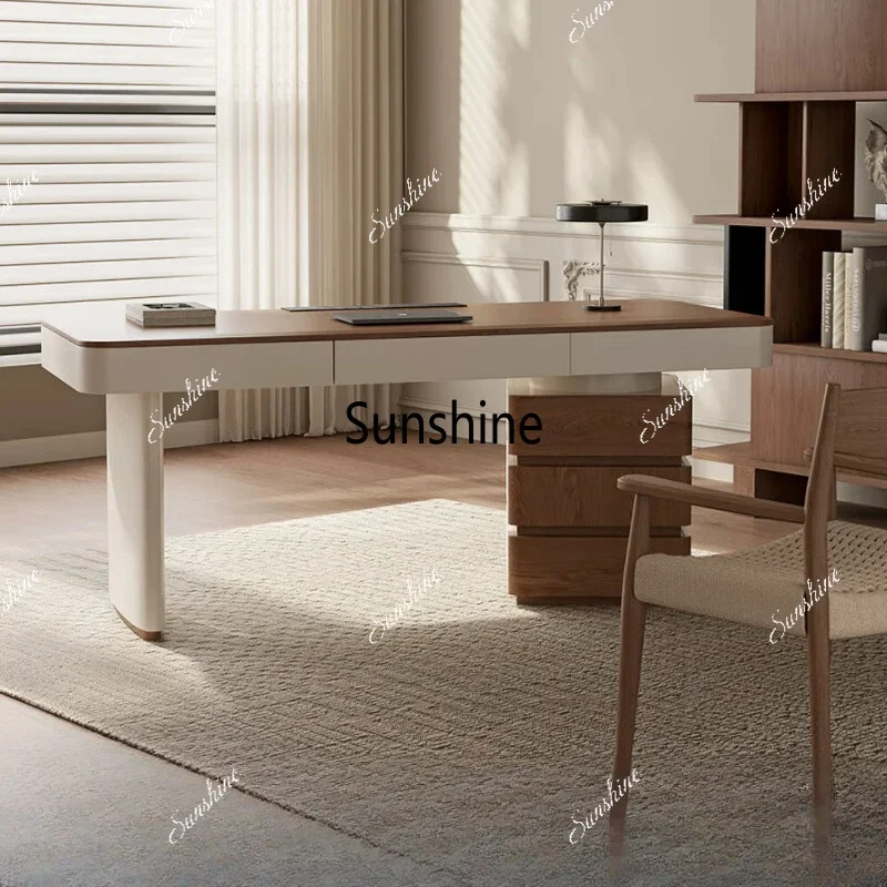 Medieval style study desk, advanced sense workbench, solid wood large board computer deskTJ