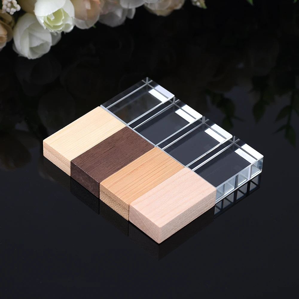 JASTER High Speed Wood Crystal Pen Drive 3.0 128GB Push-Pull Box Maple USB Flash Drive 64GB Creative Business Photography Gift