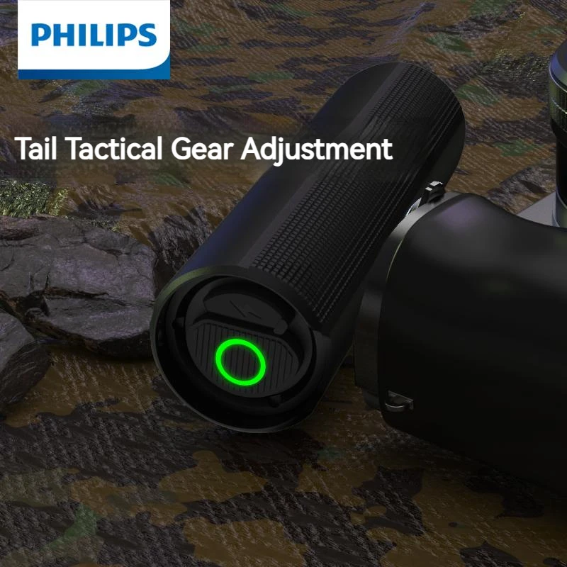 Philips Flashlight High Power with Type-C Charging 18650 Battery 4 Lighting Modes LED Flashlight Camping Light for Self Defense