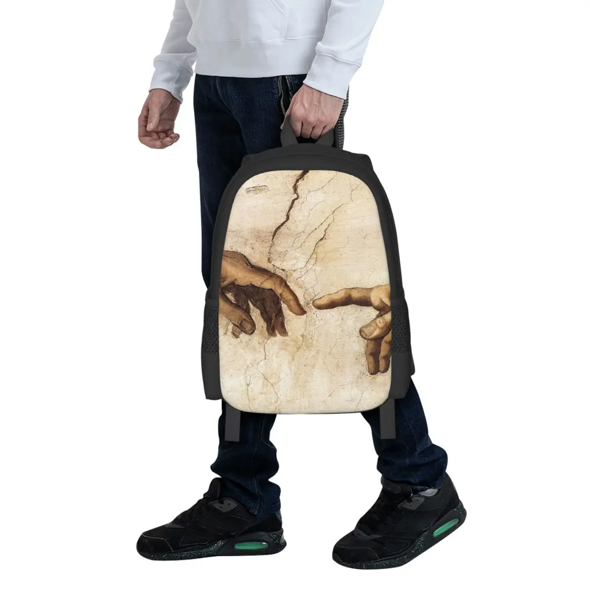 The Creation Of Adam Michelangelo Painting Student Backpack School Bag Hiking Travel Daypack Fashion Bookbag Shoulder Bags