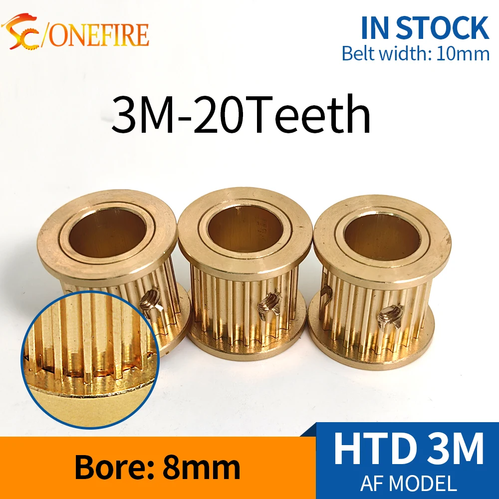 HTD3M copper Timing pulley 3M 20 teeth Bore 8mm belt width 10mm for CNC Automatic equipment Engraving Machine