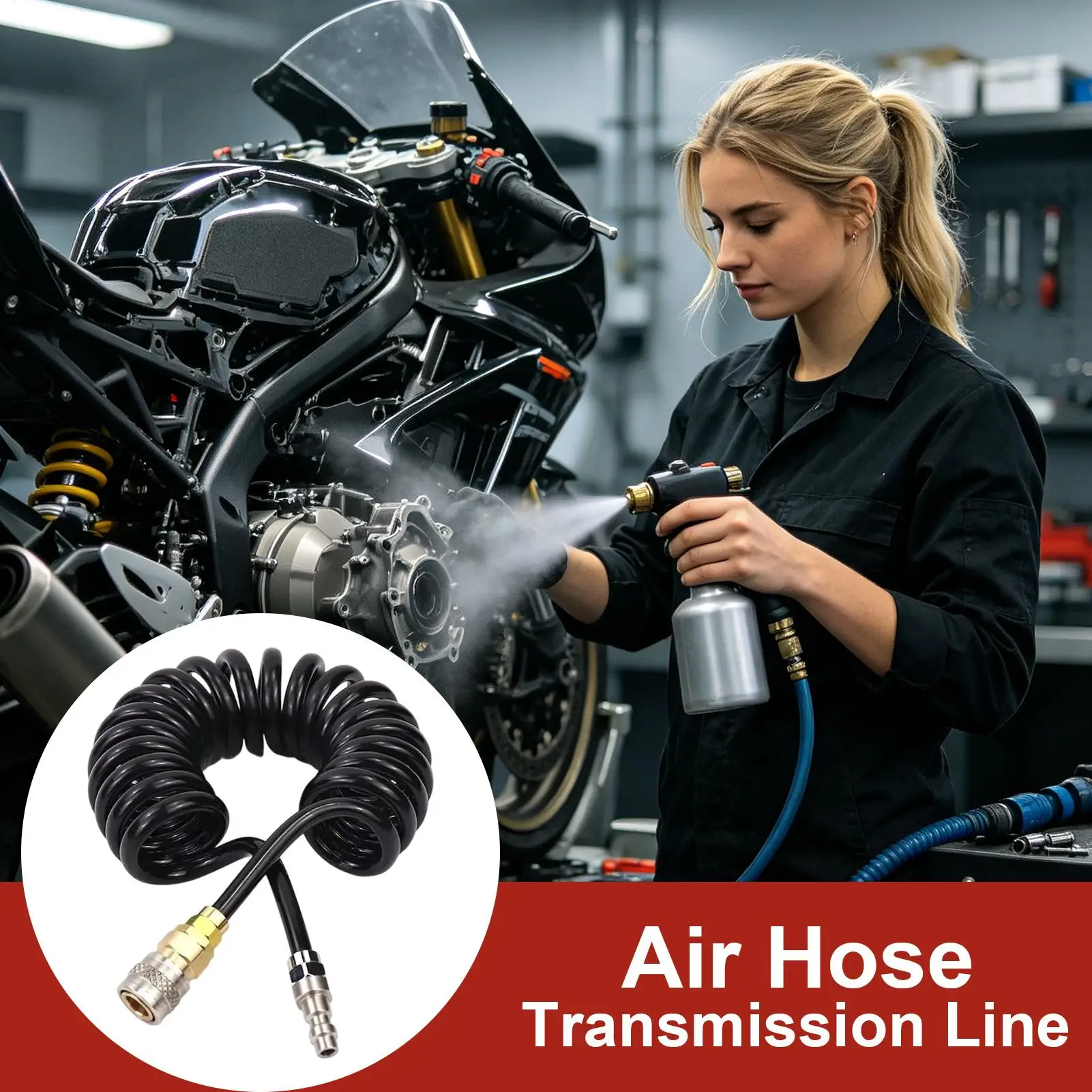Air Compressor Hose 3 Meters Quick Connect High Pressure Transmission Tube 150PSI Air Tubing For Workshop Home Repair Garden