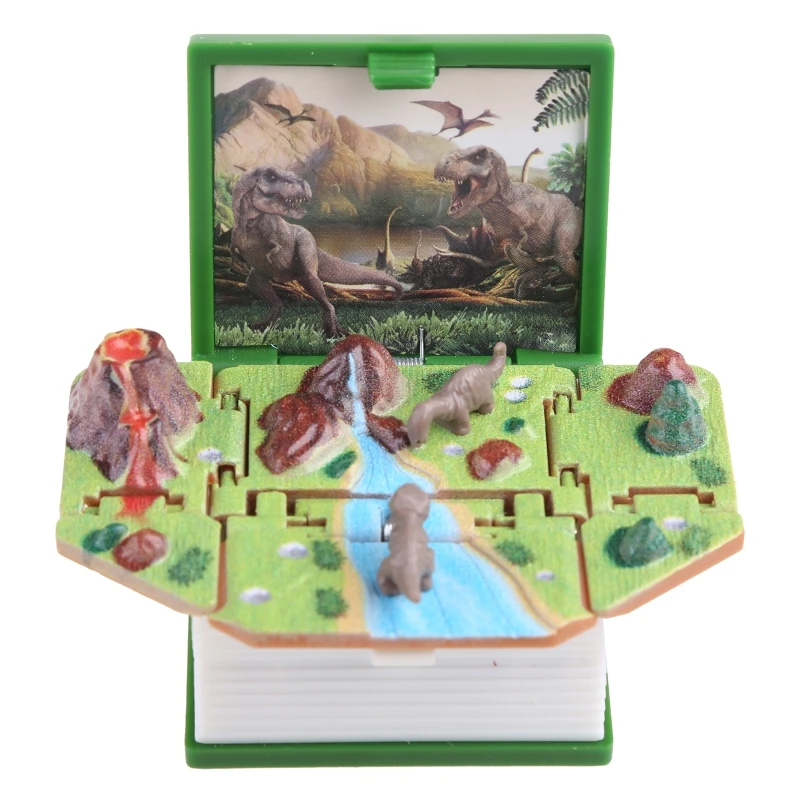 3D Mini Dinosaurs Keychains Fold Book Keychain Dinosaur World Pendant Keyring for Children Dinosaur Party Favors for Dropship