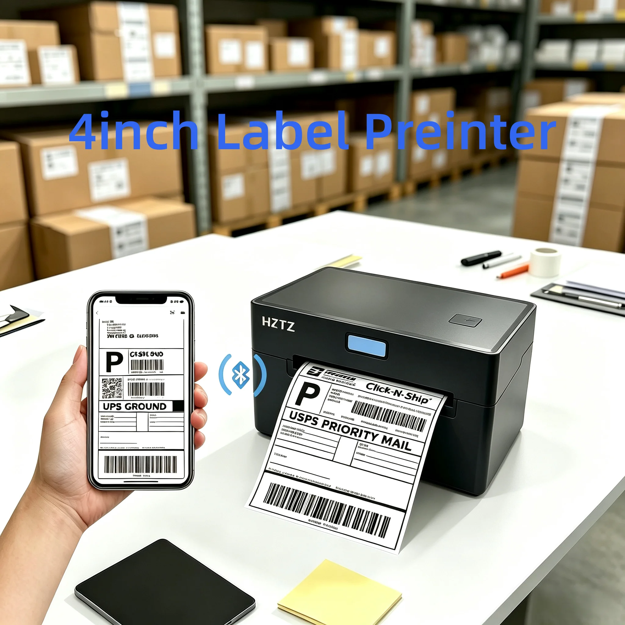 High Speed Label Barcode Printer USB Bluetooth Thermal Printer Android IOS Label Maker Sticker Shipping Express Label Printer