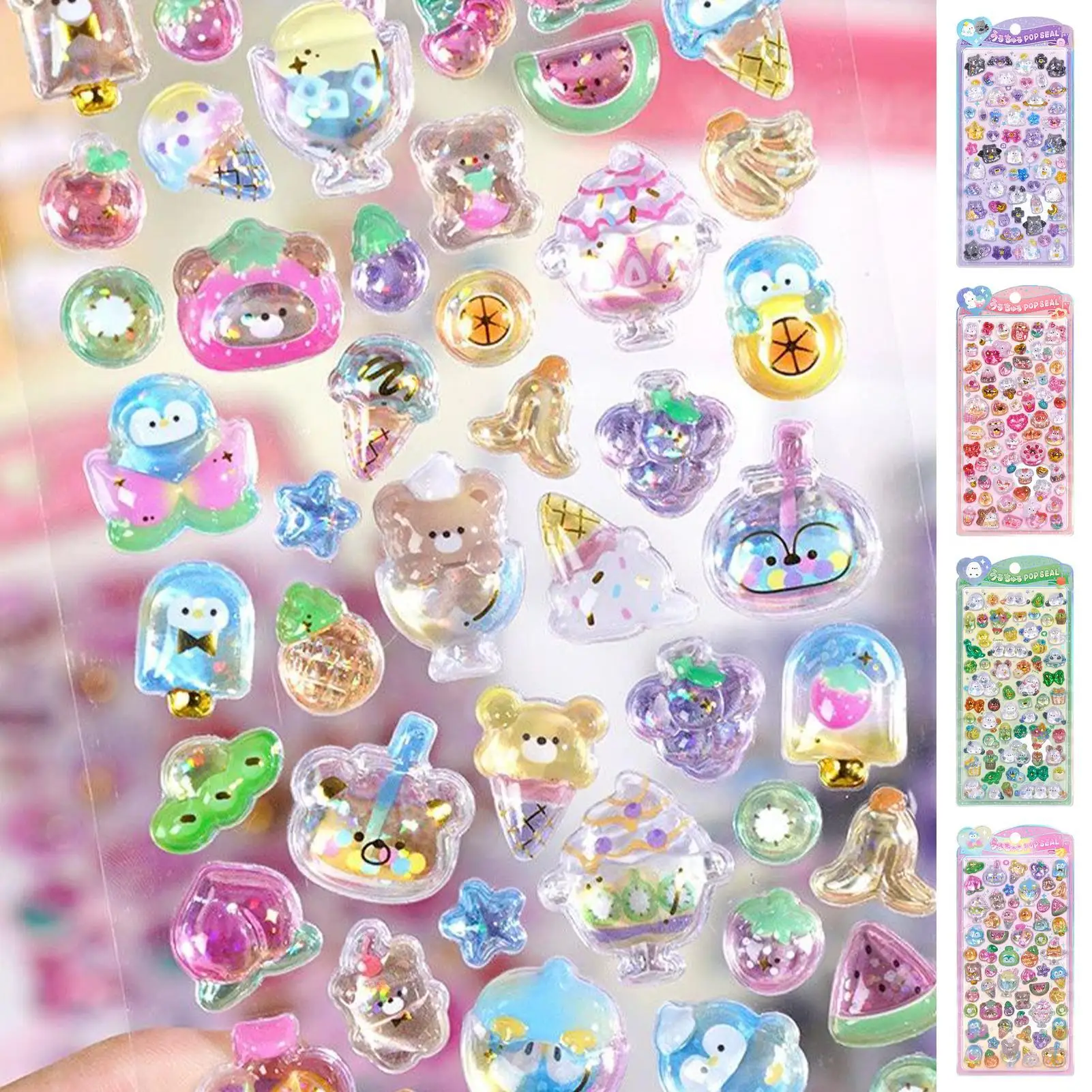 Cute Stickers For Teens 3D Craft Stickers Resin Crystal Texture Decals For School Student Teen Child Adult Car Craft Laptop