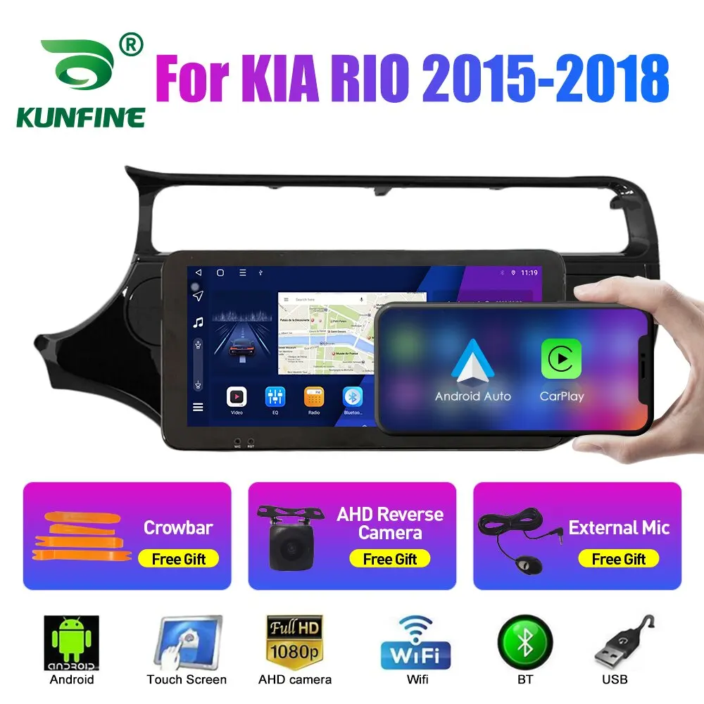 

10,33-дюймовый автомобильный радиоприемник для KIA RIO 2015-2019 2Din Android, восьмиядерный автомобильный стерео DVD, GPS-навигатор, плеер QLED, экран Carplay