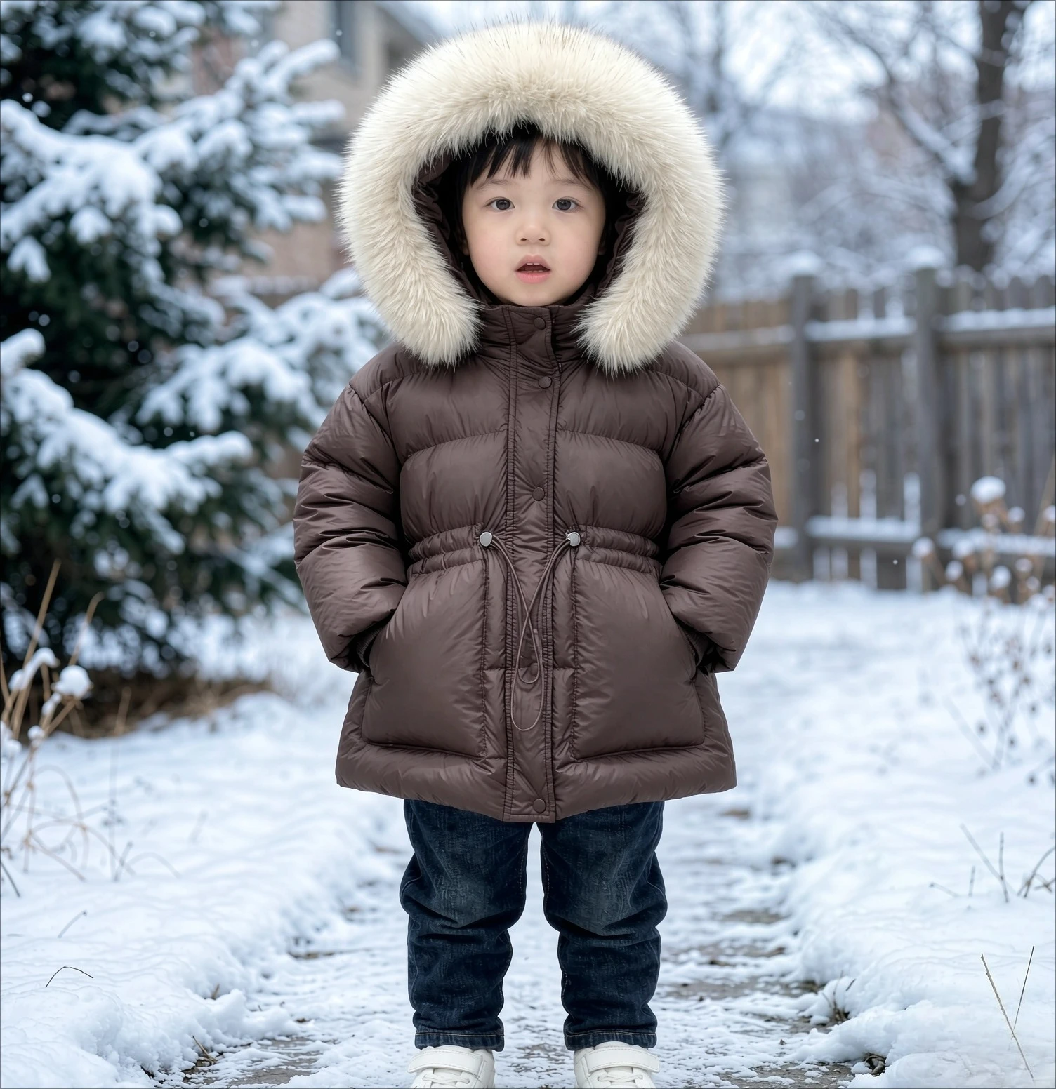2026 Winter New Hooded Medium To Long Children's Thick Hairy Decorative Cotton Jacket