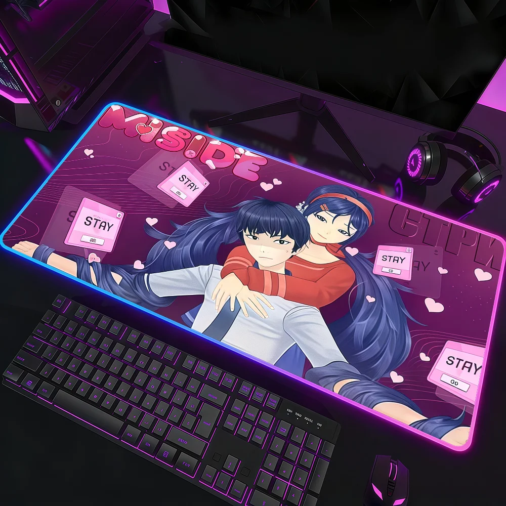 ゲーム-miside-マウスパッド防水-rgb-led-ライトカラフルなゲームキーボード滑り止めカバーデスクマット表面