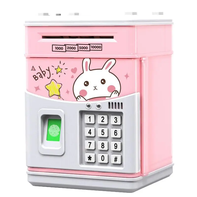 Simulated Fingerprint Sensing Children\'s Piggy Bank Cartoon ATM Password Box Automatic Roll Money Creative Gift Toy