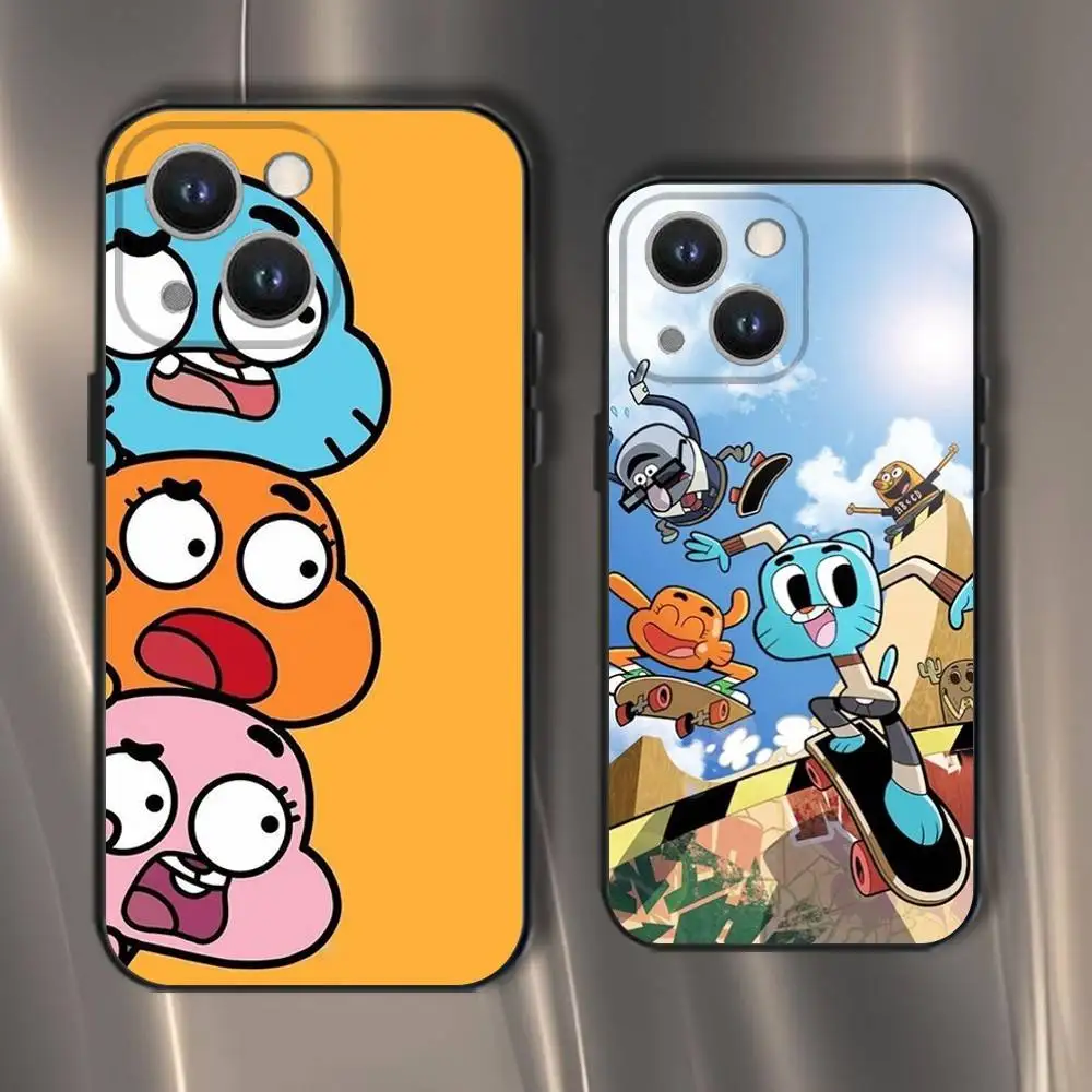 

A-Amazing World of G-Gumball Phone Case For iPhone 16,15,14,13,12,11,Pro,XS,Max,XR,Plus,E,SE4,Mini Black Soft Cover